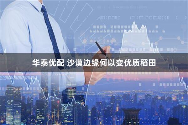 华泰优配 沙漠边缘何以变优质稻田