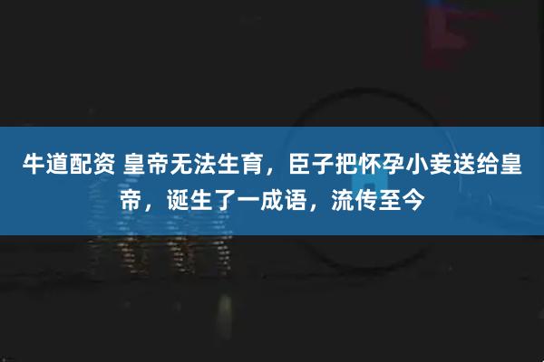 牛道配资 皇帝无法生育,臣子把怀孕小妾送给皇帝,诞生了一成语,流传至今